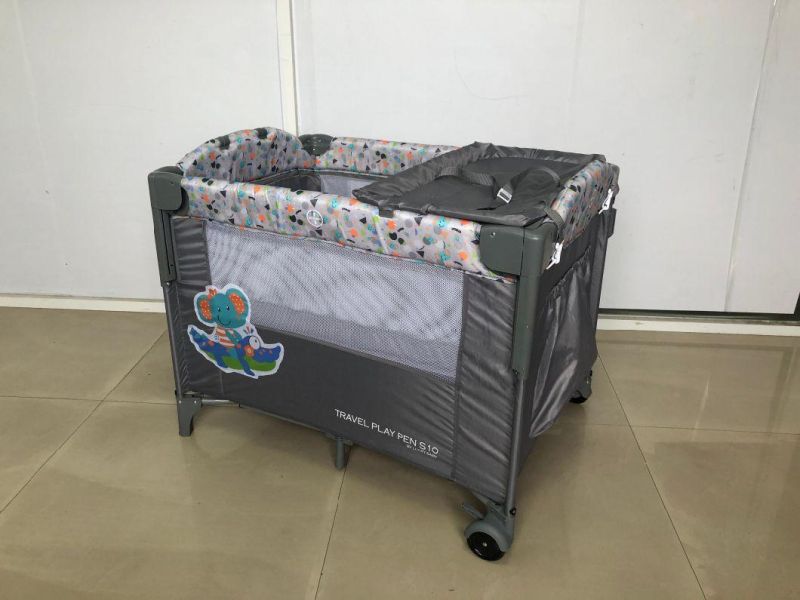 Modern Bedside Foldable Latest Fence Music Mosquito Travel Playpen Game Cot Crib Yard Wheels Baby Play Mat Bed