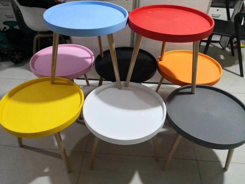 Wholesale Modern Custom Plastic Top Wooden Legs Coffee Table