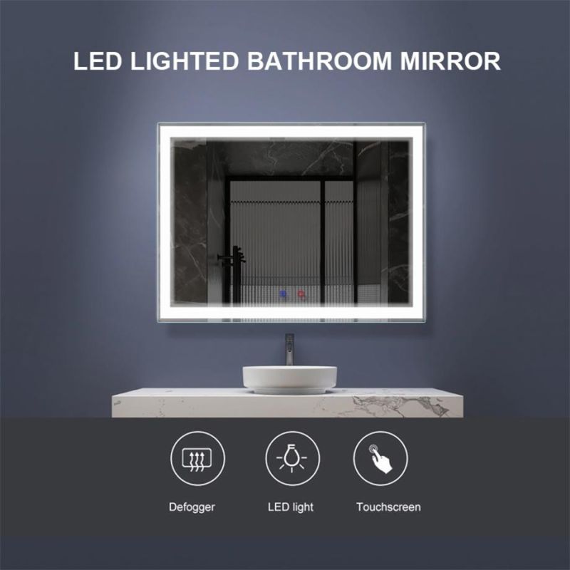 Modern Furniture Mirror Wall Mount Frameless LED Lighted Bathroom Mirror