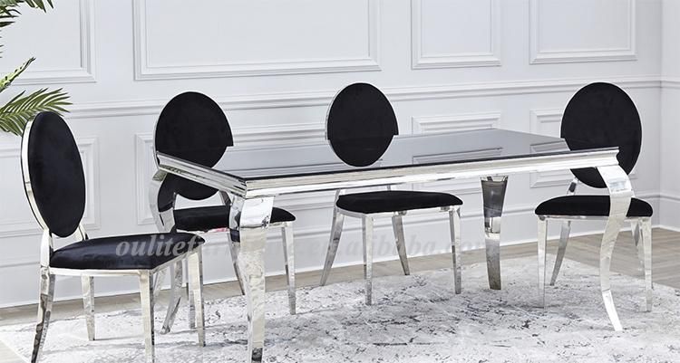 Marble Top Louis Dining Table with Chrome Legs for Home