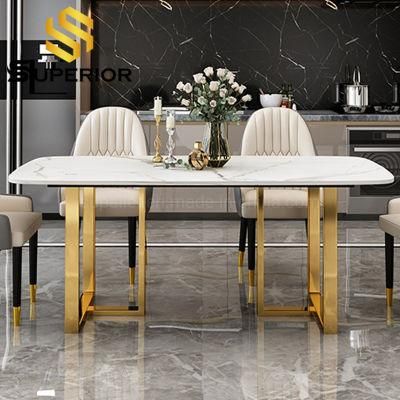 Stainless Steel Home Furniture Set Living Room Marble Dining Table