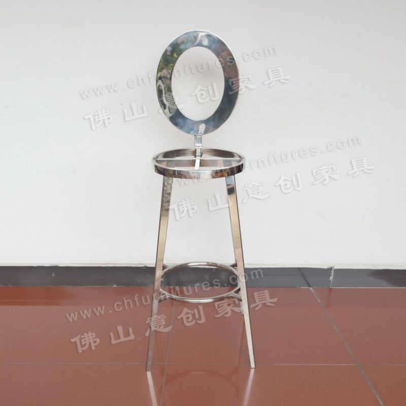 Modern Silver Stainless Steel High Density Sponge Seat Bag Hotel Party Banquet High Bar Chair