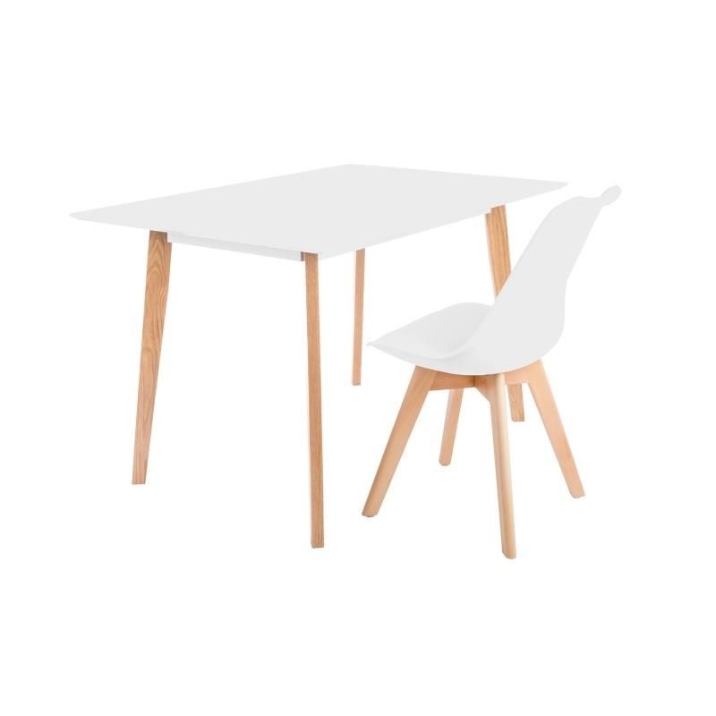 Rectangular White Simple Wooden Luster Dining Table Furniture for Restaurants