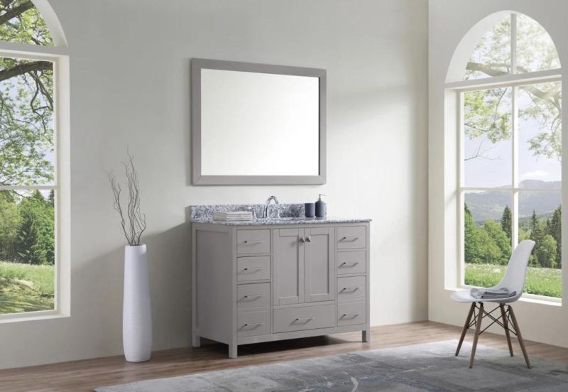 High Grade Grey Single Sink Solid Wood Bathroom Cabinet