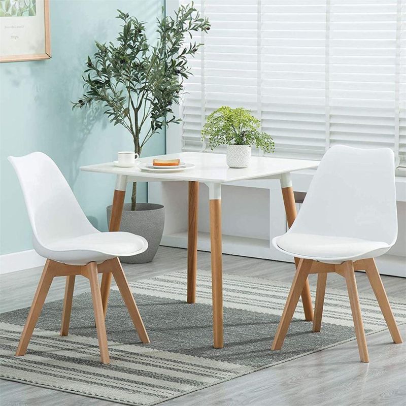 Modern Design Kitchen Dining Furniture Upholstered Fabric Backrest Plastic Modern Space Saving Dining Table and Chairs Set