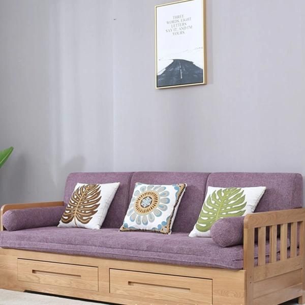 Modern and Simple Solid Wood Sofa Bed with Storage