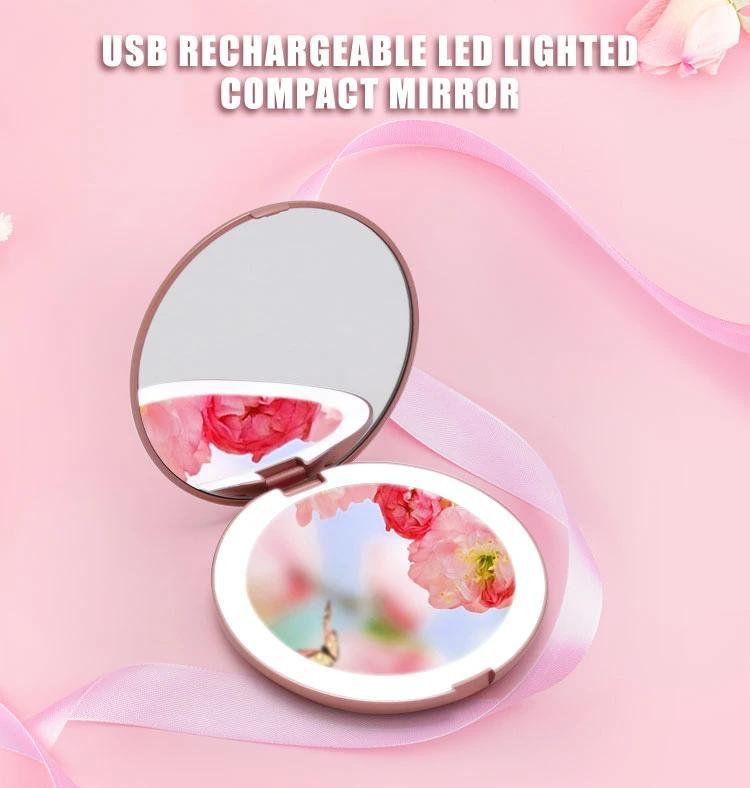 High Definition Rechargeable LED Makeup Pocket Mirror