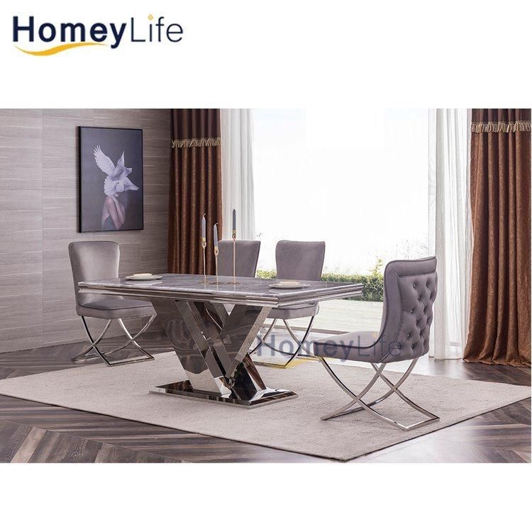 Hot Sale Unique Design Modern Style Marble Top Dining Table Set