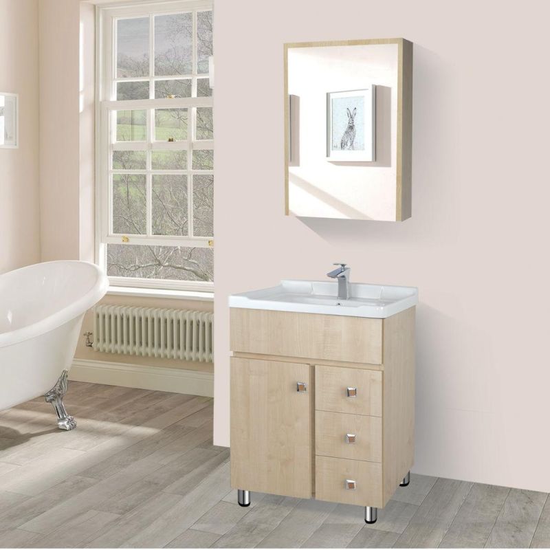 White Fashion Hot Sale PVC Bathroom Cabinet with Round Mirror