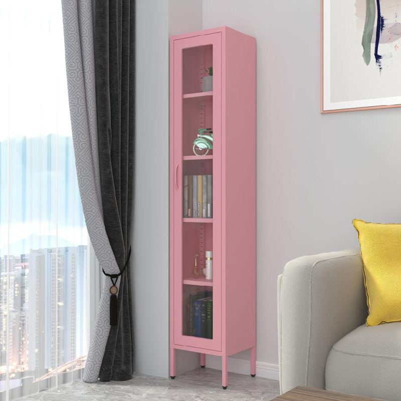 High Feet Little Space Things Storage Locker Filing Cabinet Corner Standing Metal Office Furniture 5 Years Modern Sweet Pink Color