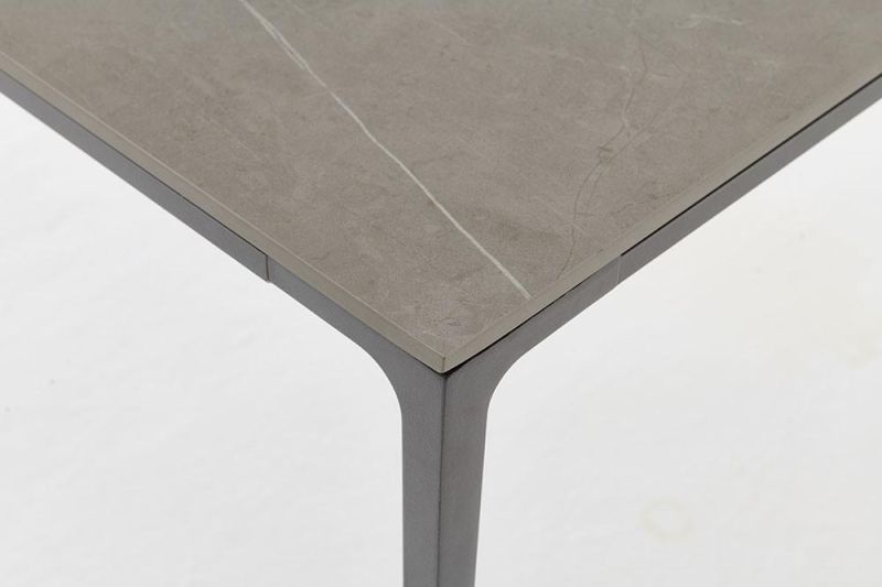 Modern Luxury Alunimium Alloy Dining Table with Rock Plate Top