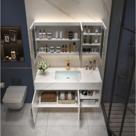 Light Luxury Rock Board One Bathroom Cabinet Combination Modern Simple Wash Basin Wash Basin Mirror Cabinet Toilet Wash Table