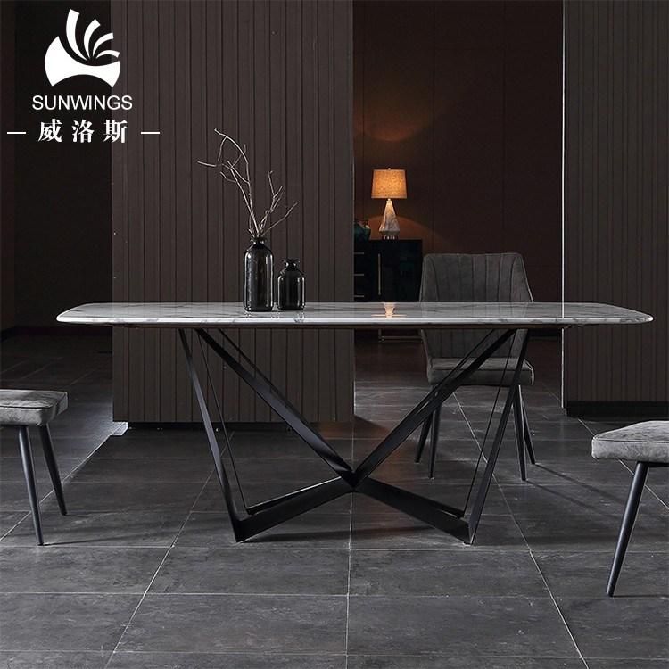 Fashion Modern Home Furniture marble Dining Table Metal Base From Guangdong Factory