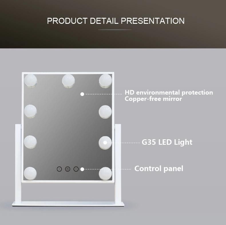 Salon Furniture Desktop LED Bulbs Lighted Mirror for Home Decor and Makeup