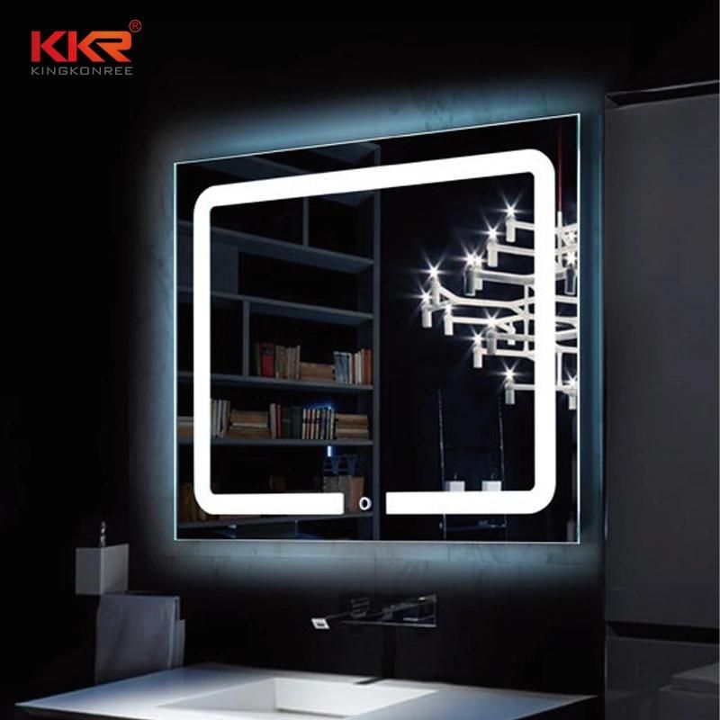 Hotel Aluminum Alloy Frame Rectangle Touch Screen LED Bathroom Mirror with Light