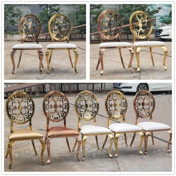 Modern Stainless Gold Oval Stainless Steel Wedding Chairs Yc-Ss44