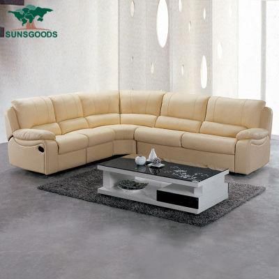 European Style Modern Cinema Home Theater Furniture Recliner Wood Frame Leather Sofa