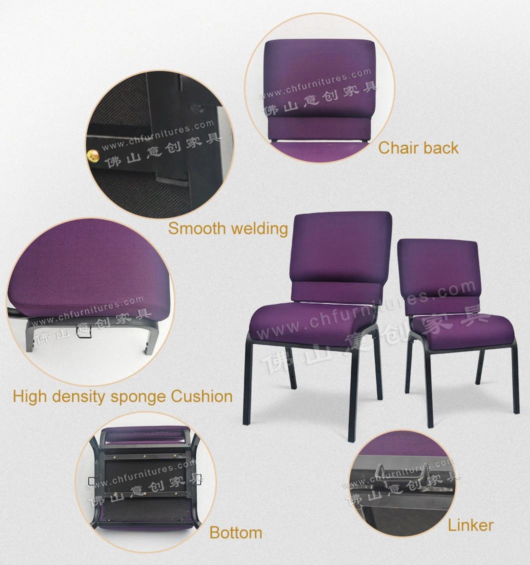 Yc-G79 Wholesale Purple Interlocking and Back Pocket Church Chairs for Sale