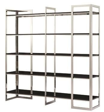 Stainless Steel Bookcase with Tempered Glass Top