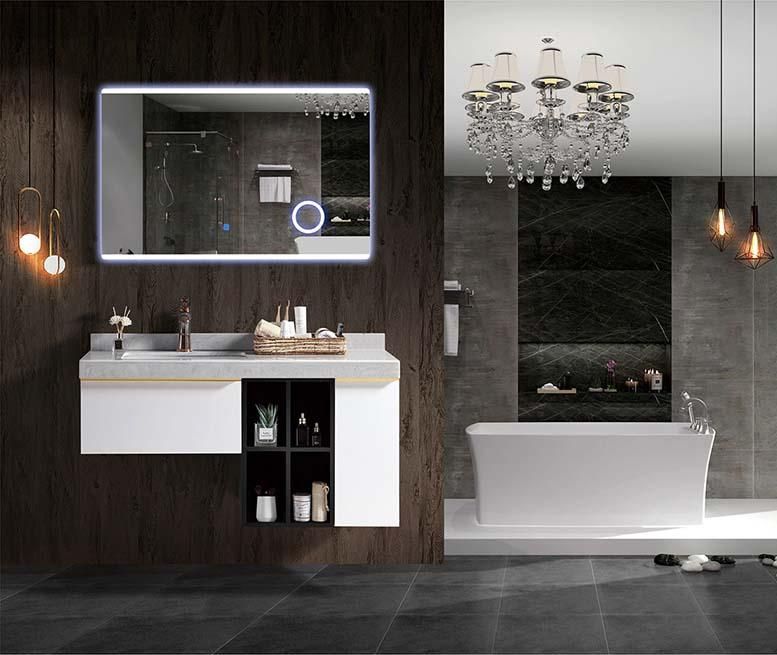 Modern Simple Wall Mounted Marble Countertop Bathroom Cabinet with LED Mirror