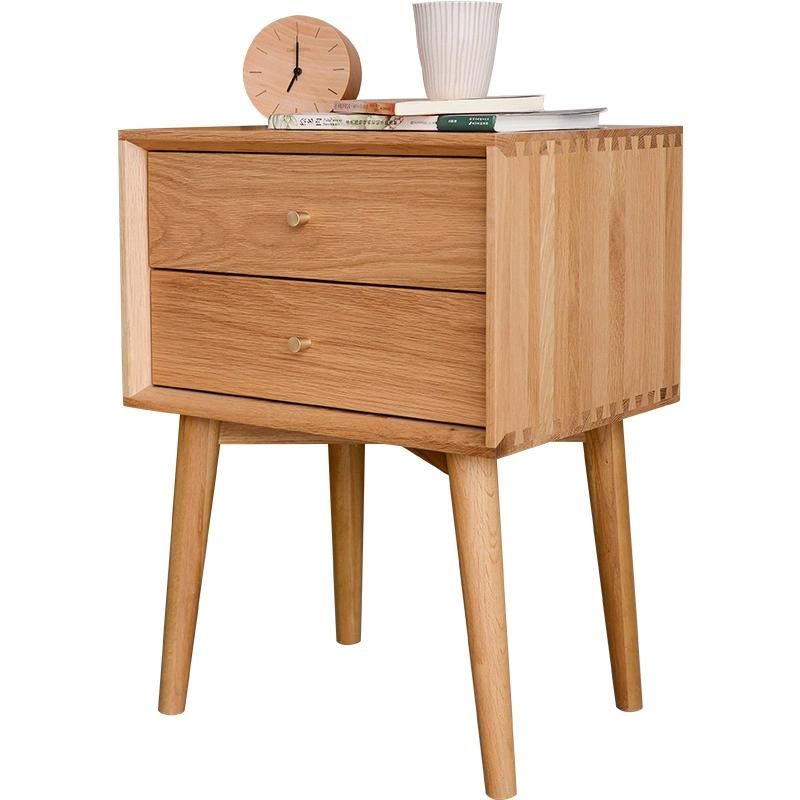 Solid Oak Home Bedroom Modern Simple Locker Two Drawer Bedside Nightstand Cabinets Bedroom Furniture