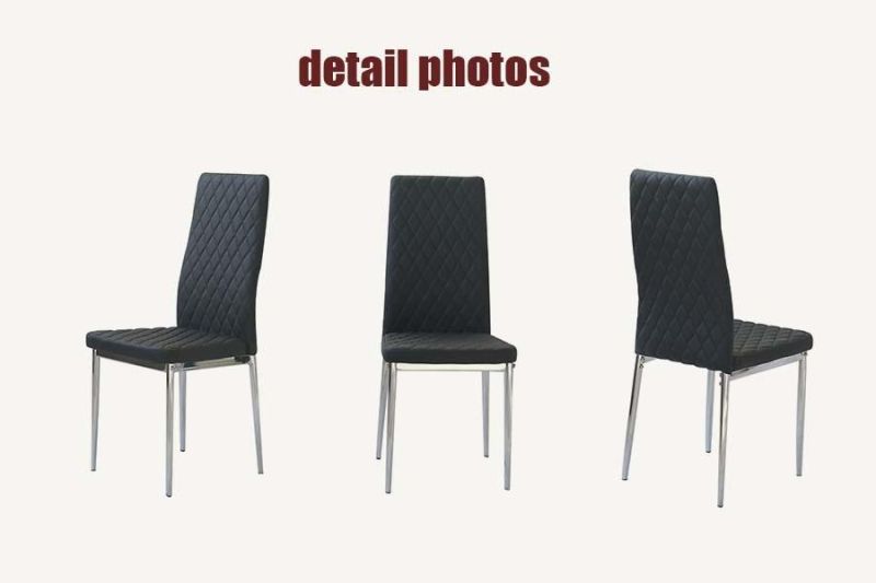 High Back Metal Dining Chair Restaurant Hotel Home PU Leather Dining Chair Furniture