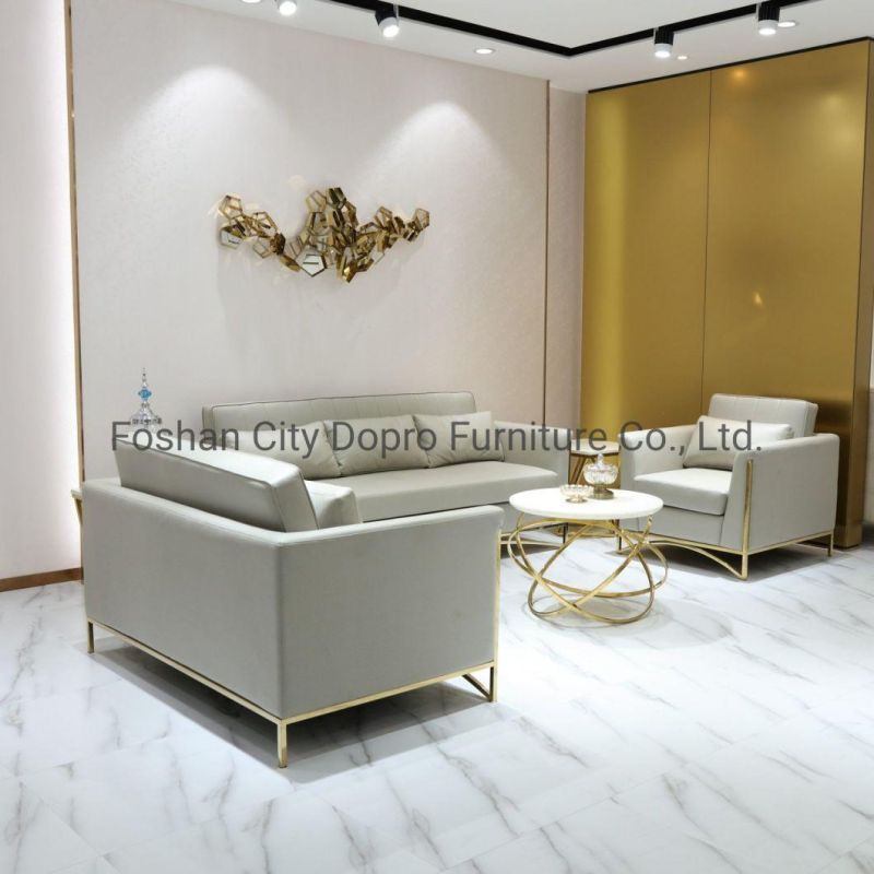 Dopro New Design Modern Luxurious Stainless Steel Polished Golden Sofa + End Table