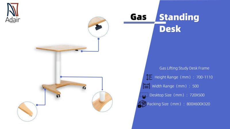 Modern Desk Adjustable Height with Wheels Hand-Cranked Vertical Lifting Table