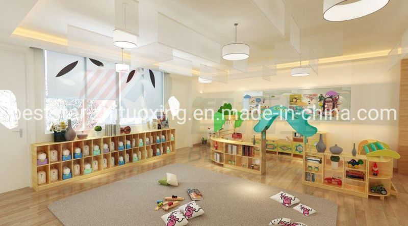 Children School Furniture, Preschool and Kindergarten Day Care Center Wood Schoolbag Cabinet, Kids Nursery Toy Storage Cabinet