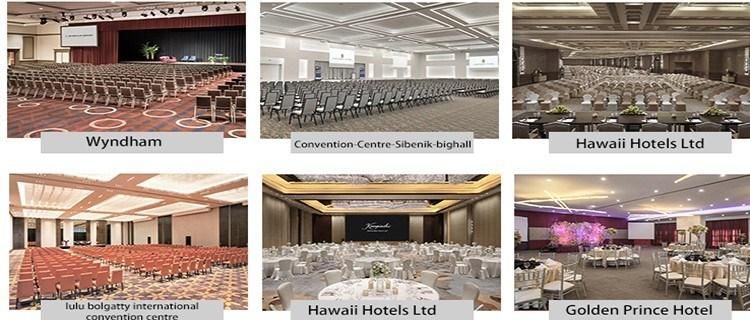 Hotel Banquet Meeting Room Wholesale Modern Grey Metal Steel Stackable Chairs Hotel