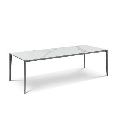 Popular Modern Minimalist Diningroom Furniture Metal Frame Sintered Stone Top Dining Table