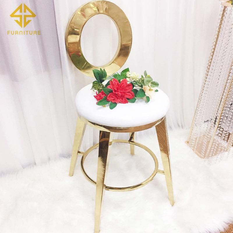 Luxury Rose Back Bar Chair Velvet Gold Stainless Steel Bar Stool High Chair for Bar Table