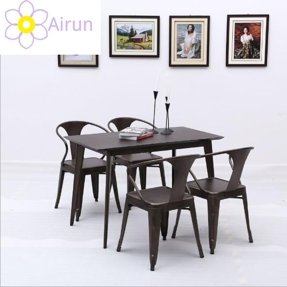 Cheap New Solid Wood Metal Frame Color Optional Classic Vintage Industrial Dining Table and Chairs for Dining Room