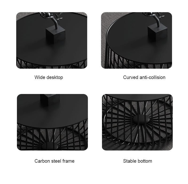 Contemporary Luxury Furniture Balcony Nesting Round Iron Frame Coffee Table