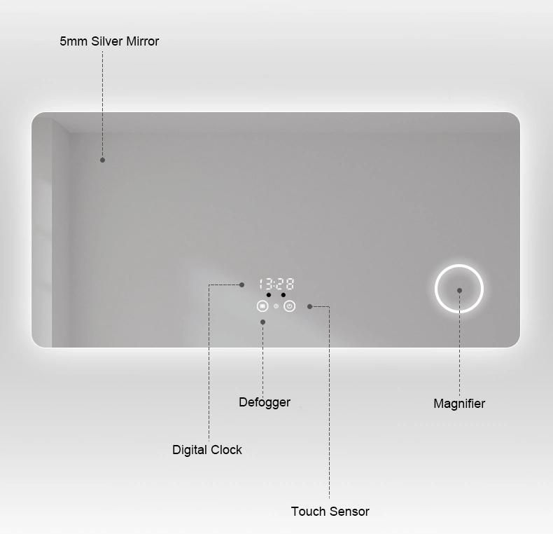 UL/cUL Cetificate 20′′x28′′ 24′′x32′′ 28′′x35′′ Hotel Bathroom Vanity LED Mirror with Defogger