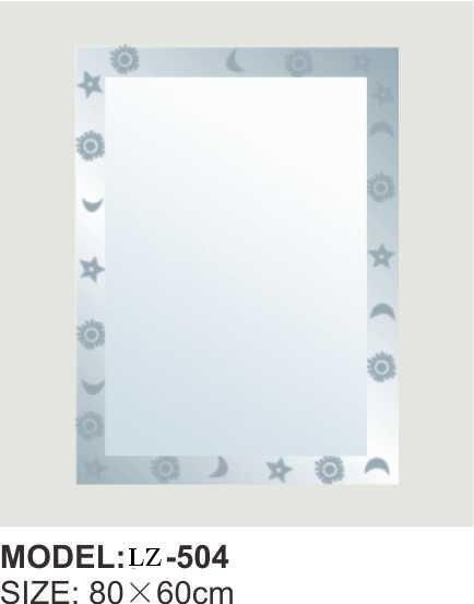 Hangzhou Manufacture Retro Pattern Square Single Coated Bathroom Mirror with Lighting