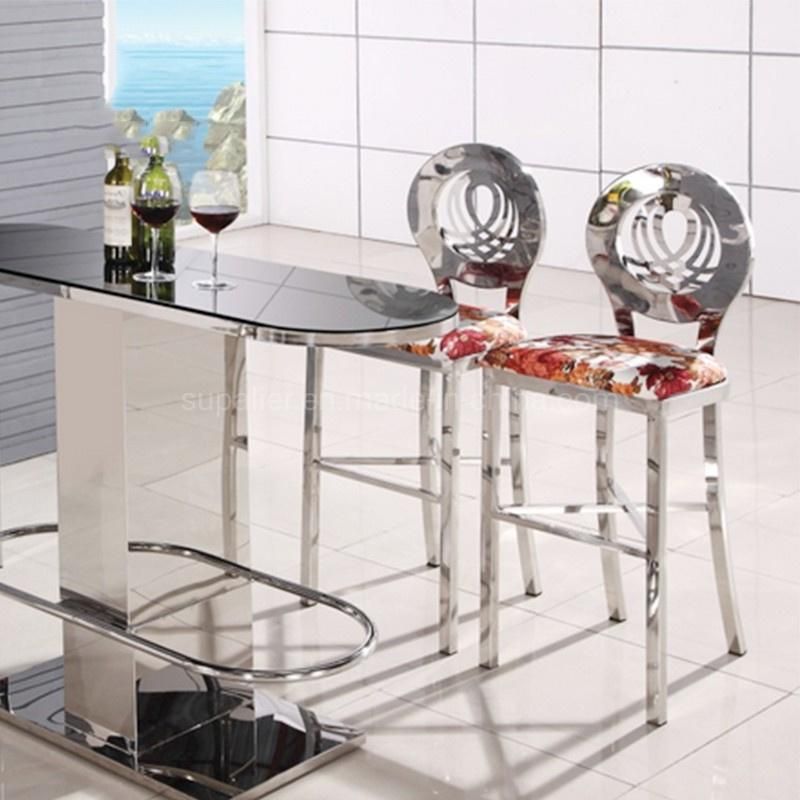 Silver Stainless Steel Leather Bar Stools for Restaurant Furniture