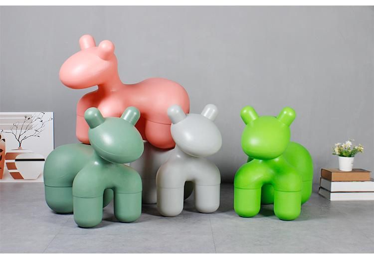 Food Grade Plastic Made Children′s Chair Cartoon Animal Pony Seat Home Stool Cute Creative Popular Chair Plastic Sitting Stool