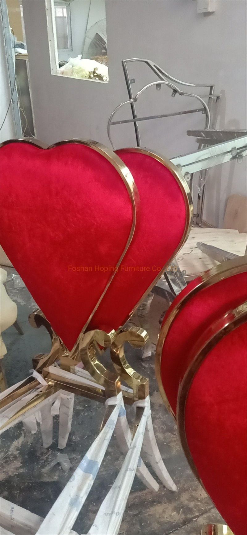 Modern Picture Back Comfortable Fabric Heart Shaped Stainless Steel Chair for Dining Room