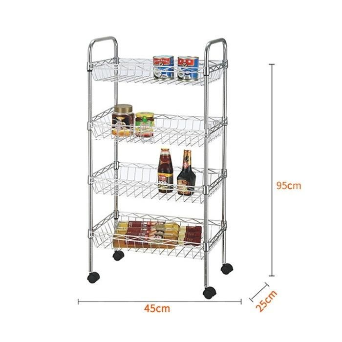 4 Tier Adjustable Chrome Metal Home Kitchen Service Handy Cart Trolley