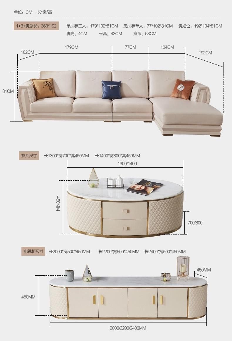 Hot Sale High Quality Luxury L Shape Sofa Living Room Furniture Big Size Leather Sofa Sets Comfortable Luxury American Style Coach