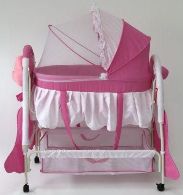 High Quality Cute Baby Bed Folding Adjustable Wooden Baby Crib