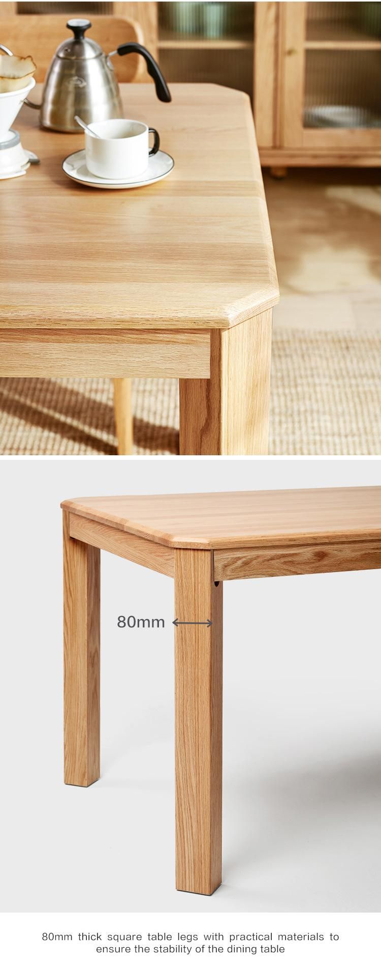 Furniture Modern Furniture Kitchen Cabinets Home Furniture Living Room Solid Wood Simple Oak Dining Table Natural Color Nordic Dining Table and Chair Set