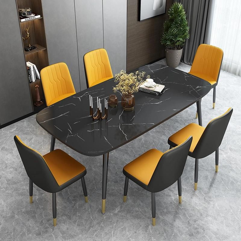 Modern Simple Power Coated Leg Dining Chair with Table