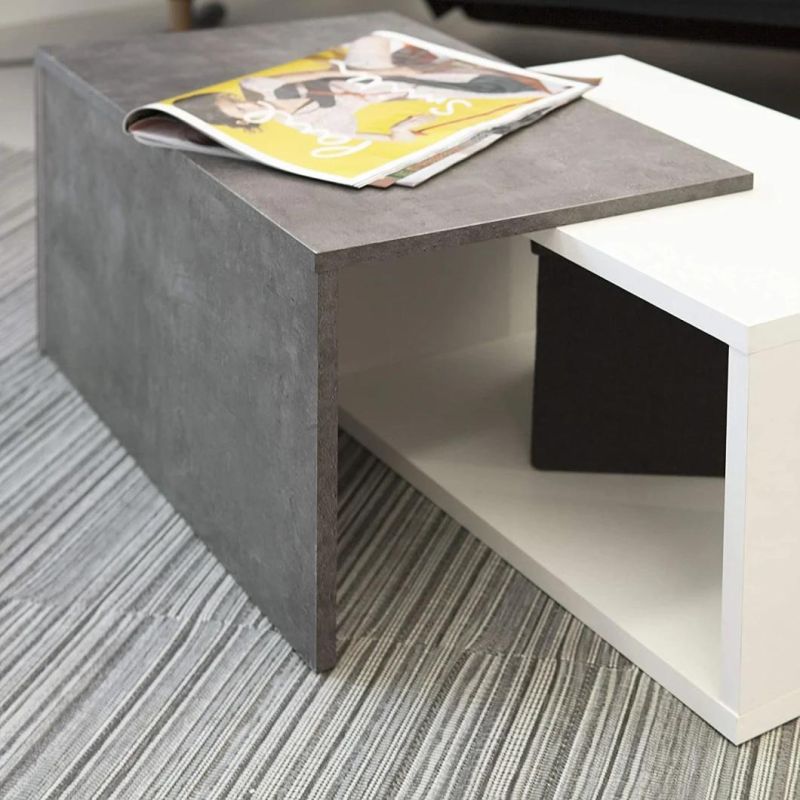 Rectangle Coffee Table Storage Wood White Coffee End Table