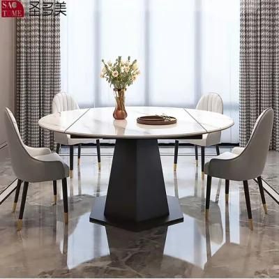 Modern 6 Seats Extension Steel Dining Table for Home Furniture