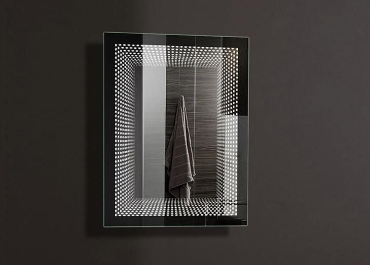 Rectangle LED Infinity Bathroom Mirror Wall Mounted with Light Anti Fog Bathroom Makeup Mirror