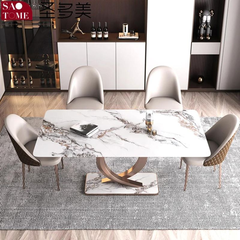 Modern Simple Rock Board Furniture O-Shaped Base Dining Table