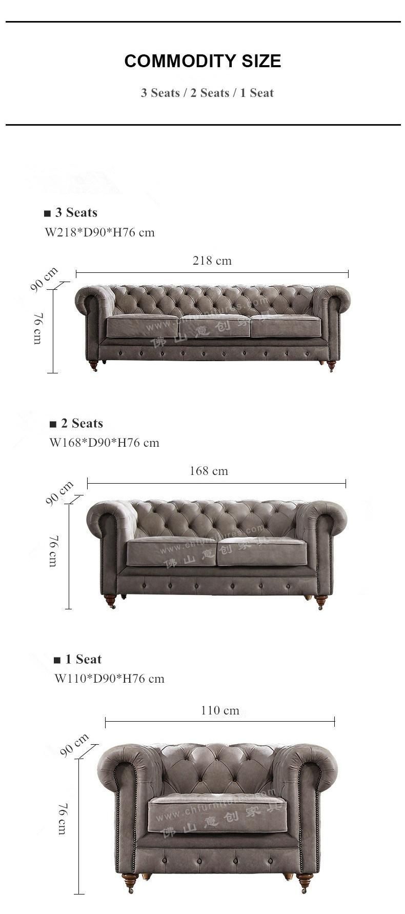 Hyc-Sf03 Luxury Modern Design Leather Couch Living Room Chesterfield Sofa