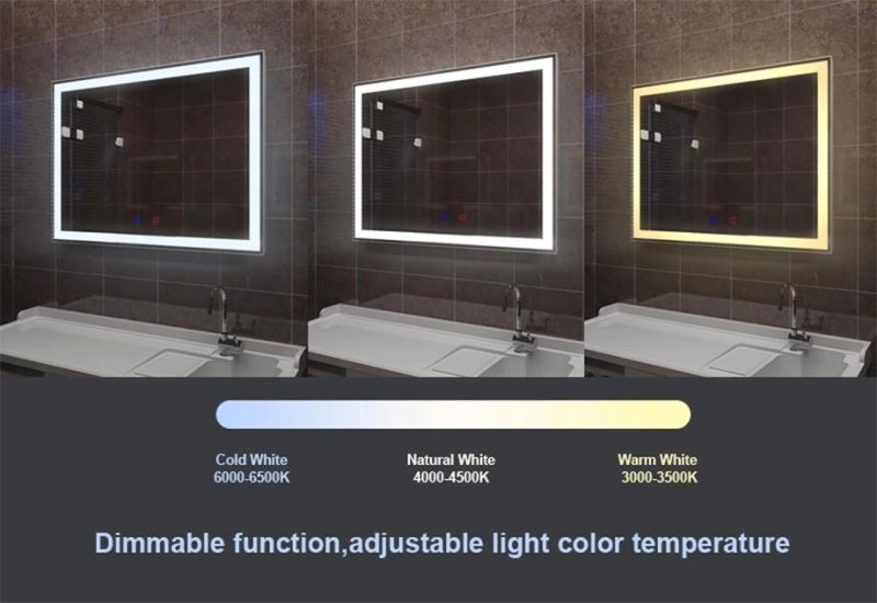 Modern Horizontal Vertical Illuminated LED Bathroom Frameless Mirror Manufacturer